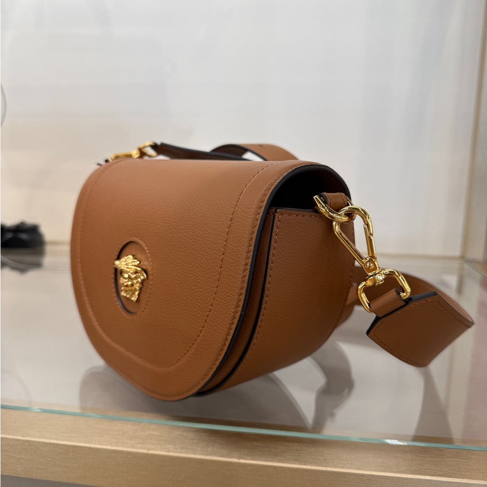 Versace Tan Leather Crossbody Bag with Gold Medusa - Picture 2 of 6